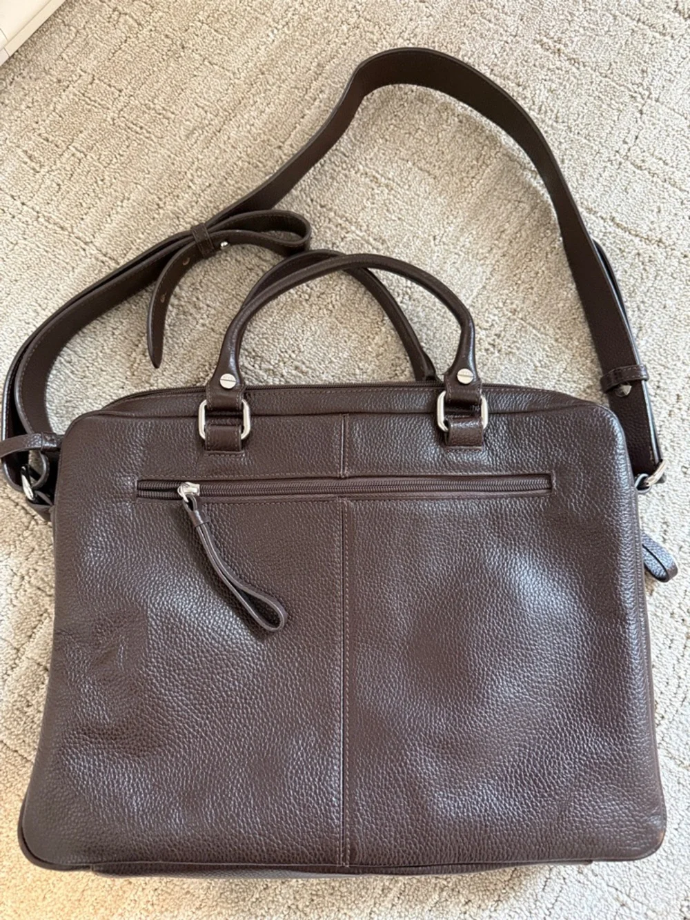 Bodhi brown pebbled leather laptop bag